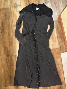 SOFT SURROUNDINGS Cardigan Duster women’s size TL charcoal snaps long boho